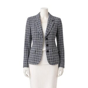 Kasper Separates Womens Blazer 6P Navy Tweed Textured Office Preppy Teacher